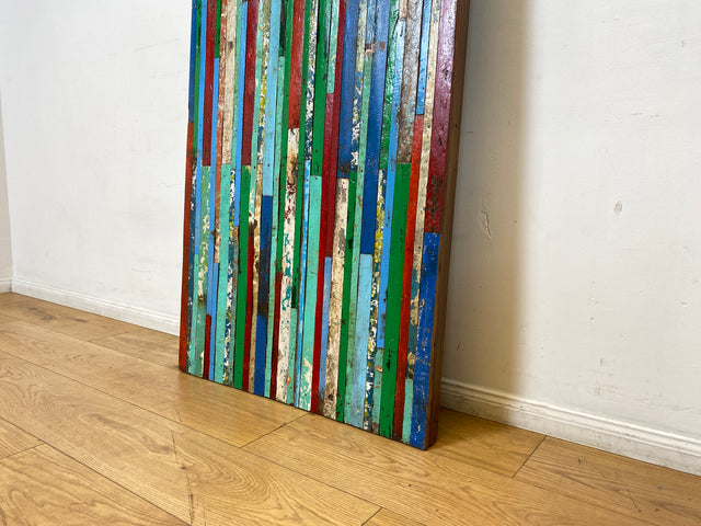 Boatwood by WMK I Einzigartiges Patchwork Paneel handgefertigt aus altem Bootsholz in Originalfarben I buntes Wandbild Holz Bild Wandpaneel Kunstwerk Gemälde Bootsholz Treibholz Berlin Sylt Rostock