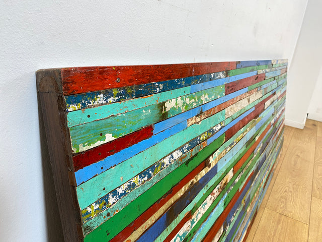 Boatwood by WMK I Einzigartiges Patchwork Paneel handgefertigt aus altem Bootsholz in Originalfarben I buntes Wandbild Holz Bild Wandpaneel Kunstwerk Gemälde Bootsholz Treibholz Berlin Sylt Rostock