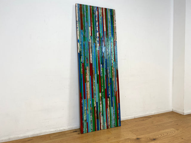 Boatwood by WMK I Einzigartiges Patchwork Paneel handgefertigt aus altem Bootsholz in Originalfarben I buntes Wandbild Holz Bild Wandpaneel Kunstwerk Gemälde Bootsholz Treibholz Berlin Sylt Rostock