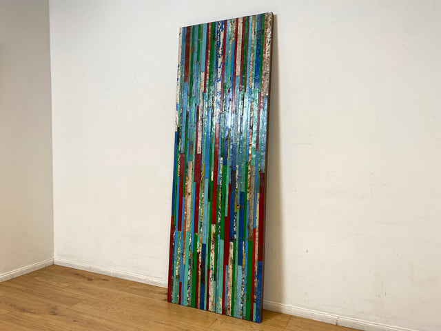 Boatwood by WMK I Einzigartiges Patchwork Paneel handgefertigt aus altem Bootsholz in Originalfarben I buntes Wandbild Holz Bild Wandpaneel Kunstwerk Gemälde Bootsholz Treibholz Berlin Sylt Rostock