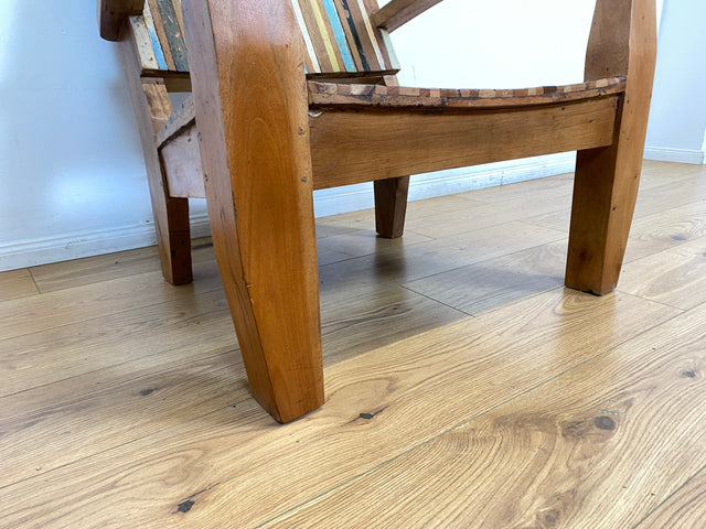 Boatwood by WMK I 1/2 Wunderschöner Relax Sessel aus altem Bootsholz, ein handgefertigtes Unikat aus massivem Teakholz I Holzsessel Balkonsessel Gartenstuhl Gartensessel Gastro Gartenmöbel Balkonmöbel