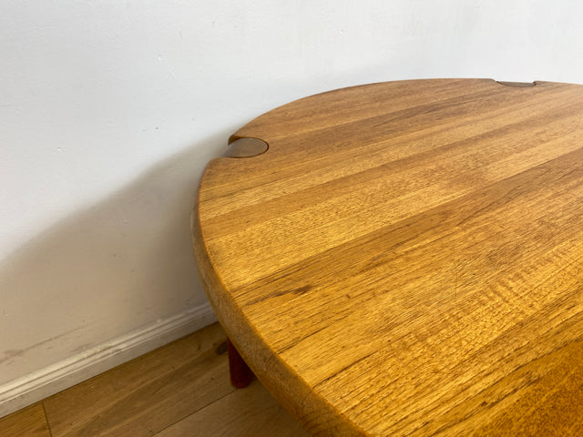 WMK # Rarer & gut erhaltener runder skandinavischer Mid-Century Designercouchtisch von L. Olsen & Søn Møbelfabrik aus massivem Teakholz # Wohnzimmertisch Round Coffee Table Danish Design Vintage Teak