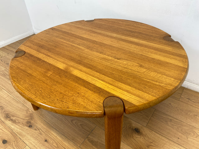 WMK # Rarer & gut erhaltener runder skandinavischer Mid-Century Designercouchtisch von L. Olsen & Søn Møbelfabrik aus massivem Teakholz # Wohnzimmertisch Round Coffee Table Danish Design Vintage Teak