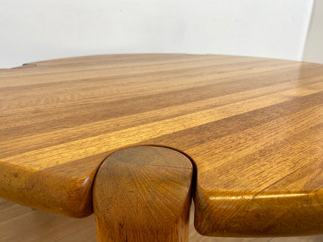 WMK # Rarer & gut erhaltener runder skandinavischer Mid-Century Designercouchtisch von L. Olsen & Søn Møbelfabrik aus massivem Teakholz # Wohnzimmertisch Round Coffee Table Danish Design Vintage Teak