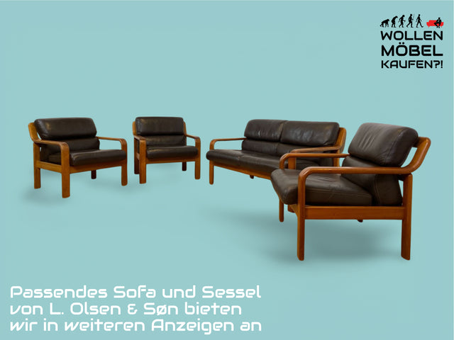 WMK # Rarer & gut erhaltener runder skandinavischer Mid-Century Designercouchtisch von L. Olsen & Søn Møbelfabrik aus massivem Teakholz # Wohnzimmertisch Round Coffee Table Danish Design Vintage Teak