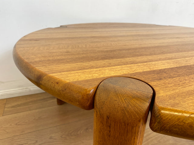 WMK # Rarer & gut erhaltener runder skandinavischer Mid-Century Designercouchtisch von L. Olsen & Søn Møbelfabrik aus massivem Teakholz # Wohnzimmertisch Round Coffee Table Danish Design Vintage Teak