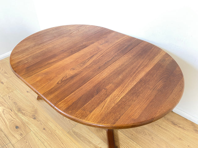 WMK # Hochwertiger & sehr gut erhaltener ausziehbarer skandinavischer Mid-Century Designertisch by Preben Schou Andersen in massivem Teakholz # runder Tisch Esstisch Dining Table Danish Design Vintage