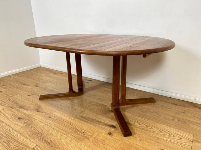 WMK # Hochwertiger & sehr gut erhaltener ausziehbarer skandinavischer Mid-Century Designertisch by Preben Schou Andersen in massivem Teakholz # runder Tisch Esstisch Dining Table Danish Design Vintage