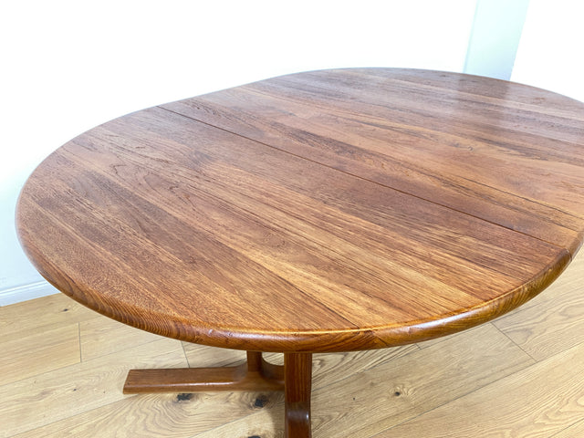 WMK # Hochwertiger & sehr gut erhaltener ausziehbarer skandinavischer Mid-Century Designertisch by Preben Schou Andersen in massivem Teakholz # runder Tisch Esstisch Dining Table Danish Design Vintage