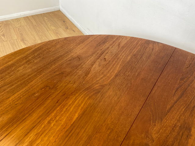 WMK # Hochwertiger & sehr gut erhaltener ausziehbarer skandinavischer Mid-Century Designertisch by Preben Schou Andersen in massivem Teakholz # runder Tisch Esstisch Dining Table Danish Design Vintage