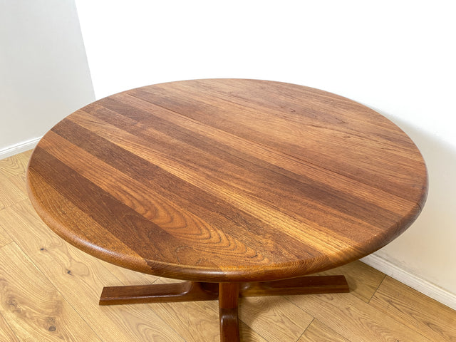 WMK # Hochwertiger & sehr gut erhaltener ausziehbarer skandinavischer Mid-Century Designertisch by Preben Schou Andersen in massivem Teakholz # runder Tisch Esstisch Dining Table Danish Design Vintage