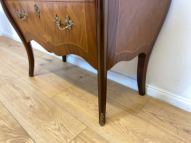 WMK I Elegante kleine skandinavische Stilmöbel Bombé Kommode von Rydén Möbler, Vollholz, mit Schubladen & edler Marmor Platte I Schrank Dresser Flur Barock Rokoko Louis XV Vintage Berlin Hessen Bayern