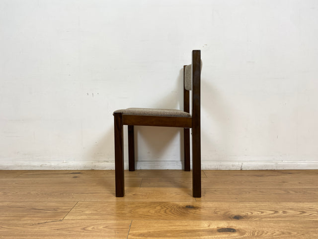 WMK # Set aus 6 stilvollen skandinavischen Vintage Esszimmerstühlen mit braunem Holzgestell und hochwertigem grauem Wollbezug I Stühle Küchenstühle Holzstühle Dining Chairs 70er 80er Berlin Jena Bonn