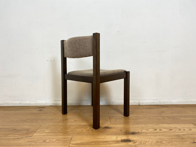 WMK # Set aus 6 stilvollen skandinavischen Vintage Esszimmerstühlen mit braunem Holzgestell und hochwertigem grauem Wollbezug I Stühle Küchenstühle Holzstühle Dining Chairs 70er 80er Berlin Jena Bonn