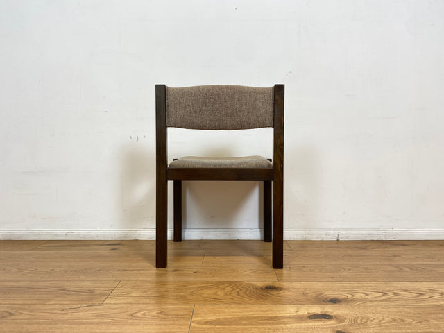 WMK # Set aus 6 stilvollen skandinavischen Vintage Esszimmerstühlen mit braunem Holzgestell und hochwertigem grauem Wollbezug I Stühle Küchenstühle Holzstühle Dining Chairs 70er 80er Berlin Jena Bonn