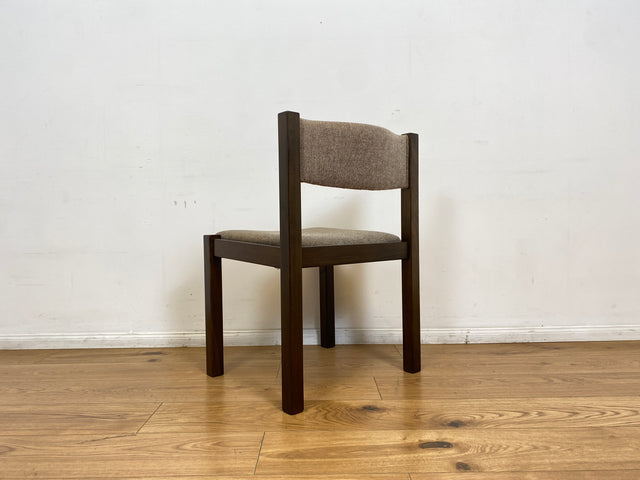 WMK # Set aus 6 stilvollen skandinavischen Vintage Esszimmerstühlen mit braunem Holzgestell und hochwertigem grauem Wollbezug I Stühle Küchenstühle Holzstühle Dining Chairs 70er 80er Berlin Jena Bonn