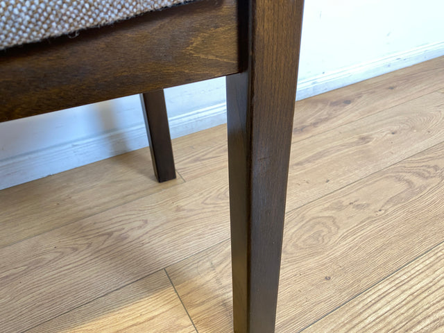 WMK # Set aus 6 stilvollen skandinavischen Vintage Esszimmerstühlen mit braunem Holzgestell und hochwertigem grauem Wollbezug I Stühle Küchenstühle Holzstühle Dining Chairs 70er 80er Berlin Jena Bonn