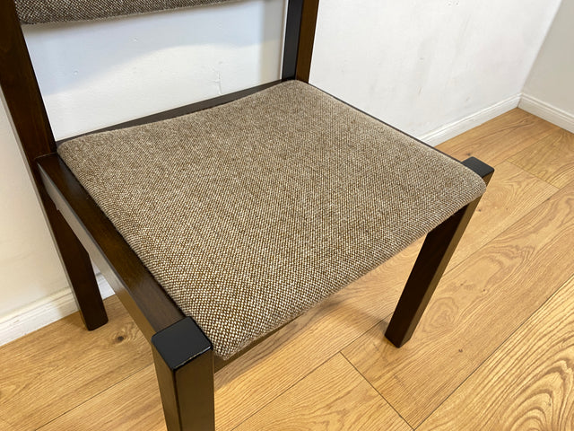 WMK # Set aus 6 stilvollen skandinavischen Vintage Esszimmerstühlen mit braunem Holzgestell und hochwertigem grauem Wollbezug I Stühle Küchenstühle Holzstühle Dining Chairs 70er 80er Berlin Jena Bonn