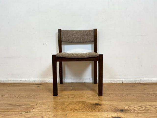 WMK # Set aus 6 stilvollen skandinavischen Vintage Esszimmerstühlen mit braunem Holzgestell und hochwertigem grauem Wollbezug I Stühle Küchenstühle Holzstühle Dining Chairs 70er 80er Berlin Jena Bonn