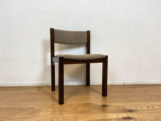WMK # Set aus 6 stilvollen skandinavischen Vintage Esszimmerstühlen mit braunem Holzgestell und hochwertigem grauem Wollbezug I Stühle Küchenstühle Holzstühle Dining Chairs 70er 80er Berlin Jena Bonn