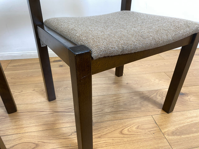 WMK # Set aus 6 stilvollen skandinavischen Vintage Esszimmerstühlen mit braunem Holzgestell und hochwertigem grauem Wollbezug I Stühle Küchenstühle Holzstühle Dining Chairs 70er 80er Berlin Jena Bonn