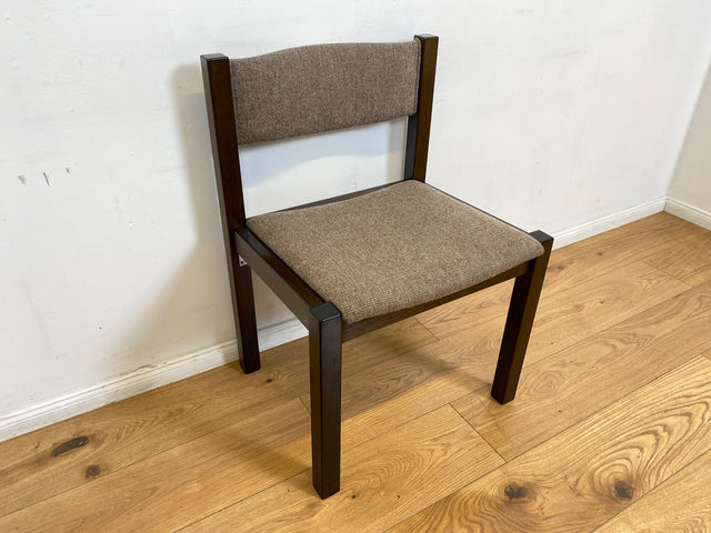 WMK # Set aus 6 stilvollen skandinavischen Vintage Esszimmerstühlen mit braunem Holzgestell und hochwertigem grauem Wollbezug I Stühle Küchenstühle Holzstühle Dining Chairs 70er 80er Berlin Jena Bonn