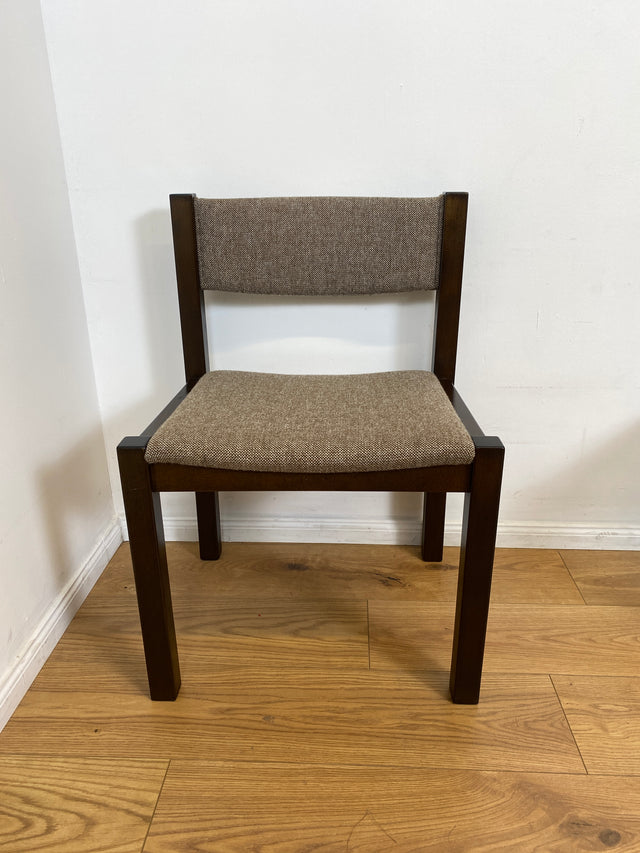 WMK # Set aus 6 stilvollen skandinavischen Vintage Esszimmerstühlen mit braunem Holzgestell und hochwertigem grauem Wollbezug I Stühle Küchenstühle Holzstühle Dining Chairs 70er 80er Berlin Jena Bonn