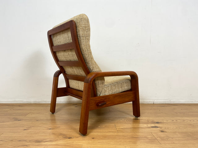 WMK I 1/2 Rarer skandinavischer Designer Sessel von HS Design, Teakholz Rahmen und feiner Wollbezug I Hochlehner Lesesessel Relax Armchair Teak Danish Design Mid-Century Vintage Berlin Hamburg München