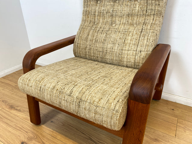 WMK I 1/2 Rarer skandinavischer Designer Sessel von HS Design, Teakholz Rahmen und feiner Wollbezug I Hochlehner Lesesessel Relax Armchair Teak Danish Design Mid-Century Vintage Berlin Hamburg München