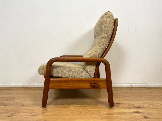 WMK I 1/2 Rarer skandinavischer Designer Sessel von HS Design, Teakholz Rahmen und feiner Wollbezug I Hochlehner Lesesessel Relax Armchair Teak Danish Design Mid-Century Vintage Berlin Hamburg München
