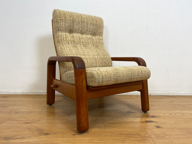 WMK I 1/2 Rarer skandinavischer Designer Sessel von HS Design, Teakholz Rahmen und feiner Wollbezug I Hochlehner Lesesessel Relax Armchair Teak Danish Design Mid-Century Vintage Berlin Hamburg München