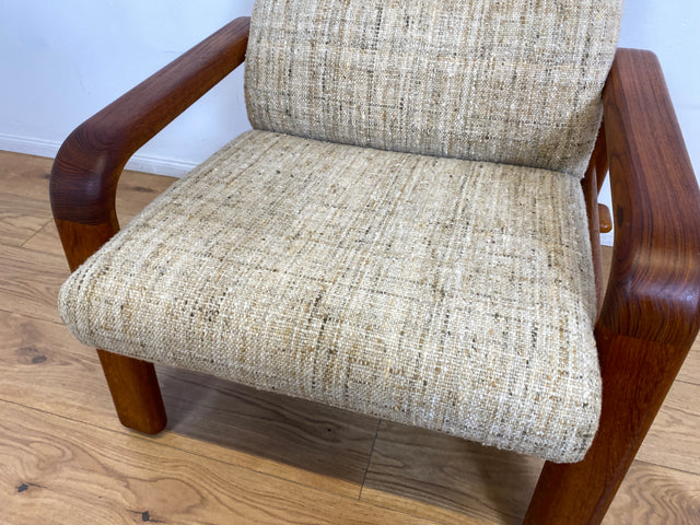 WMK I 1/2 Rarer skandinavischer Designer Sessel von HS Design, Teakholz Rahmen und feiner Wollbezug I Hochlehner Lesesessel Relax Armchair Teak Danish Design Mid-Century Vintage Berlin Hamburg München