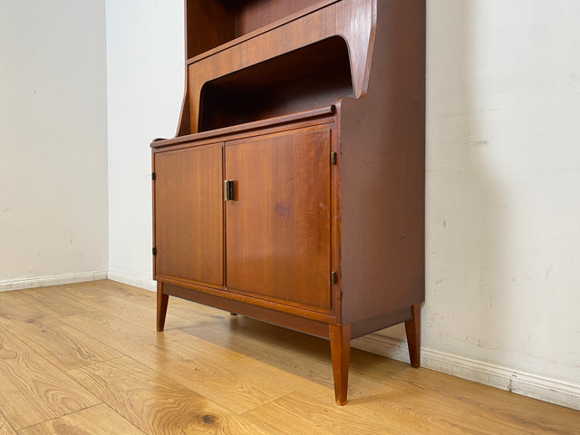 WMK I Schöner skandinavischer Mid-Century Bücherschrank mit ausziehbarer Schreibfläche und Geheimfach I Sekretär Schreibtisch Regal Bücherregal Highboard Kommode Vintage 60er Berlin Hannover Leipzig