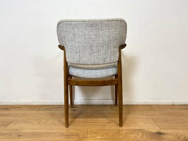 WMK I Skandinavischer Mid-Century Designer Sessel von Ejnar Larsen & Aksel Bender für Fritz Hansen mit Wollbezug & Teakholz Rahmen I Armlehnstuhl Armchair Stuhl Schreibtisch Danish Design Vintage Teak