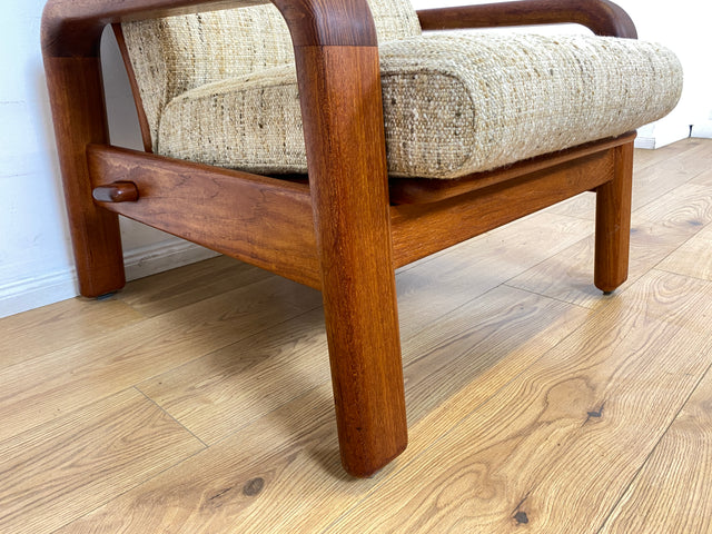 WMK I 1/2 Rarer skandinavischer Designer Sessel von HS Design, Teakholz Rahmen und feiner Wollbezug I Hochlehner Lesesessel Relax Armchair Teak Danish Design Mid-Century Vintage Berlin Hamburg München