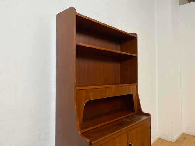 WMK I Schöner skandinavischer Mid-Century Bücherschrank mit ausziehbarer Schreibfläche und Geheimfach I Sekretär Schreibtisch Regal Bücherregal Highboard Kommode Vintage 60er Berlin Hannover Leipzig