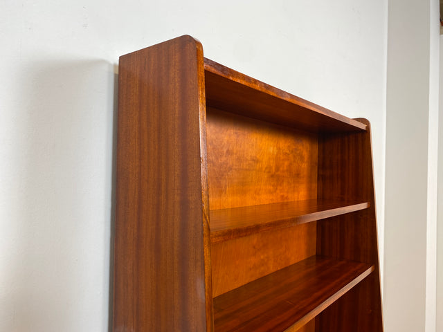 WMK I Hochwertiger skandinavischer Mid-Century Bücherschrank aus vollem Holz mit ausziehbarer Schreibplatte I Sekretär Desk Schreibtisch Bücherregal Regal Highboard Kommode Vintage Berlin Köln Bremen