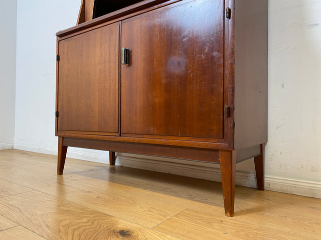 WMK I Schöner skandinavischer Mid-Century Bücherschrank mit ausziehbarer Schreibfläche und Geheimfach I Sekretär Schreibtisch Regal Bücherregal Highboard Kommode Vintage 60er Berlin Hannover Leipzig
