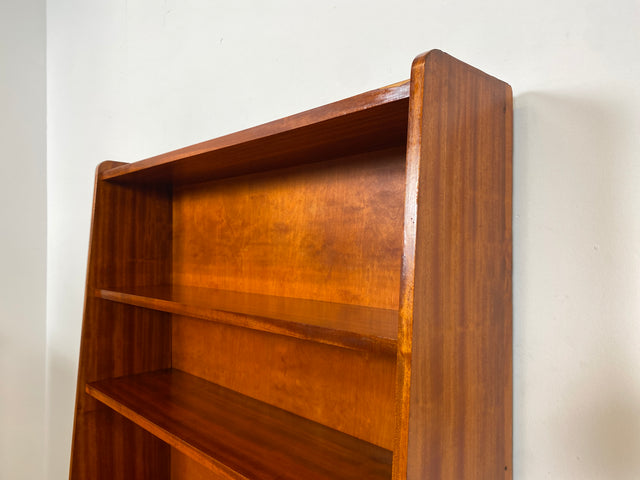 WMK I Hochwertiger skandinavischer Mid-Century Bücherschrank aus vollem Holz mit ausziehbarer Schreibplatte I Sekretär Desk Schreibtisch Bücherregal Regal Highboard Kommode Vintage Berlin Köln Bremen