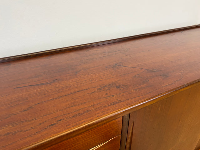 WMK # Hochwertiges skandinavisches Mid-Century Designer Sideboard von Arne Vodder , Vollholz in Teak mit Schiebetüren und Schubladen # Kommode Highboard Schrank Anrichte Danish Design Vintage Teakholz