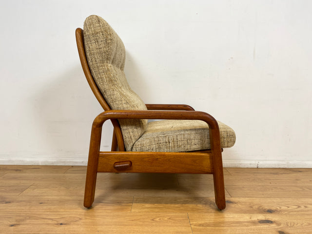 WMK I 1/2 Rarer skandinavischer Designer Sessel von HS Design, Teakholz Rahmen und feiner Wollbezug I Hochlehner Lesesessel Relax Armchair Teak Danish Design Mid-Century Vintage Berlin Hamburg München