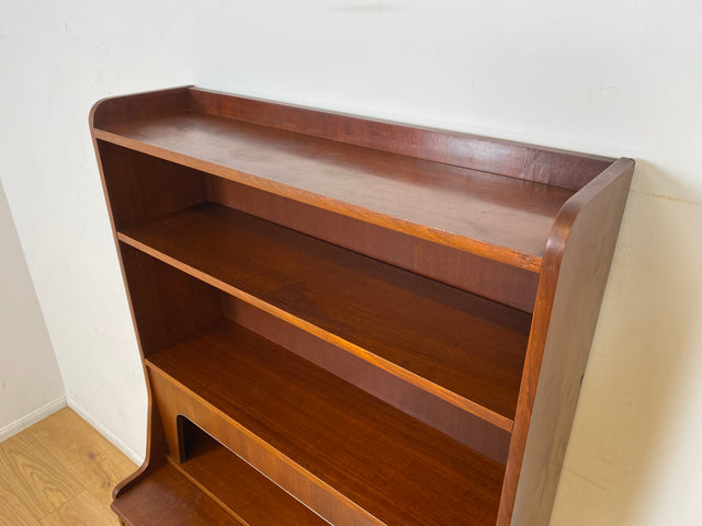 WMK I Schöner skandinavischer Mid-Century Bücherschrank mit ausziehbarer Schreibfläche und Geheimfach I Sekretär Schreibtisch Regal Bücherregal Highboard Kommode Vintage 60er Berlin Hannover Leipzig