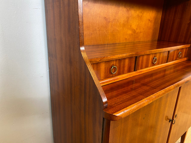 WMK I Hochwertiger skandinavischer Mid-Century Bücherschrank aus vollem Holz mit ausziehbarer Schreibplatte I Sekretär Desk Schreibtisch Bücherregal Regal Highboard Kommode Vintage Berlin Köln Bremen