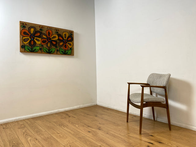 WMK I Skandinavischer Mid-Century Designer Sessel von Ejnar Larsen & Aksel Bender für Fritz Hansen mit Wollbezug & Teakholz Rahmen I Armlehnstuhl Armchair Stuhl Schreibtisch Danish Design Vintage Teak