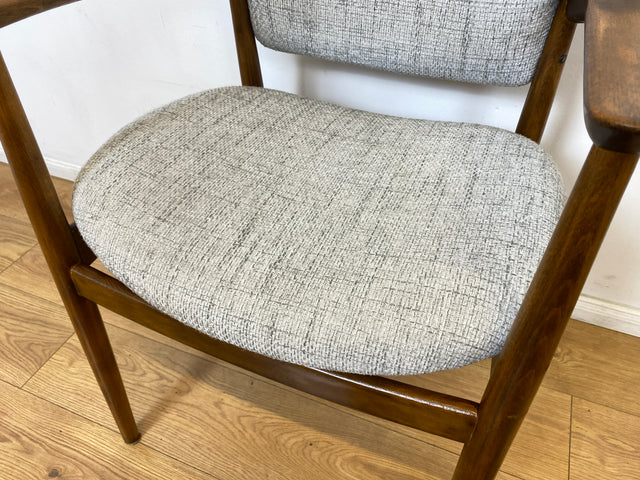 WMK I Skandinavischer Mid-Century Designer Sessel von Ejnar Larsen & Aksel Bender für Fritz Hansen mit Wollbezug & Teakholz Rahmen I Armlehnstuhl Armchair Stuhl Schreibtisch Danish Design Vintage Teak