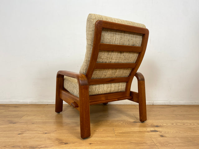 WMK I 1/2 Rarer skandinavischer Designer Sessel von HS Design, Teakholz Rahmen und feiner Wollbezug I Hochlehner Lesesessel Relax Armchair Teak Danish Design Mid-Century Vintage Berlin Hamburg München