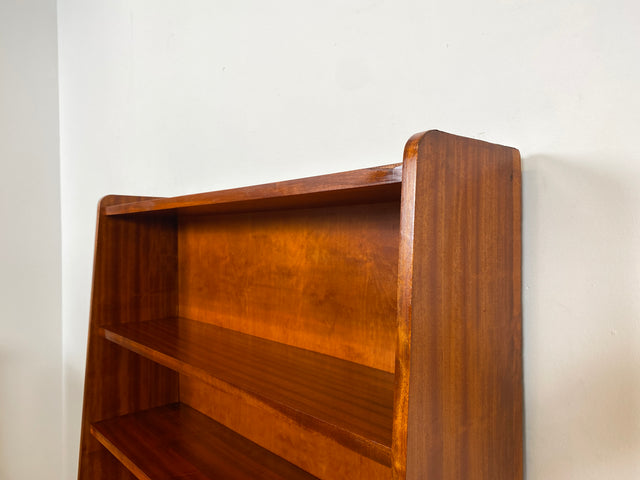 WMK I Hochwertiger skandinavischer Mid-Century Bücherschrank aus vollem Holz mit ausziehbarer Schreibplatte I Sekretär Desk Schreibtisch Bücherregal Regal Highboard Kommode Vintage Berlin Köln Bremen