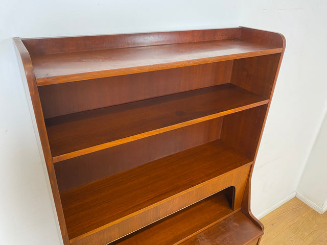 WMK I Schöner skandinavischer Mid-Century Bücherschrank mit ausziehbarer Schreibfläche und Geheimfach I Sekretär Schreibtisch Regal Bücherregal Highboard Kommode Vintage 60er Berlin Hannover Leipzig