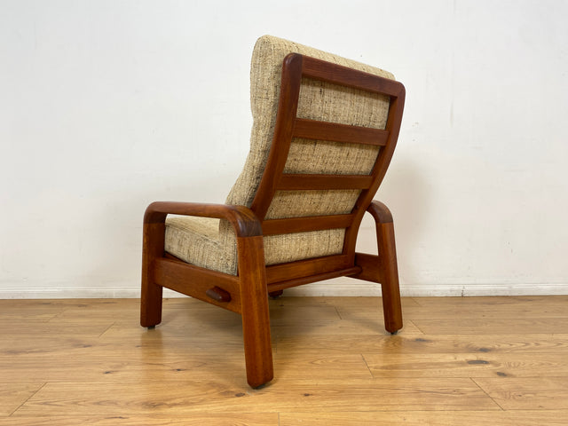 WMK I 1/2 Rarer skandinavischer Designer Sessel von HS Design, Teakholz Rahmen und feiner Wollbezug I Hochlehner Lesesessel Relax Armchair Teak Danish Design Mid-Century Vintage Berlin Hamburg München