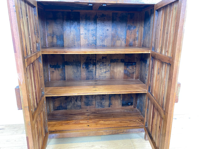 Boatwood by WMK I Sehr schöner Schrank aus altem Bootsholz I handgefertigtes Unikat I Teakholz massiv I Highboard Kleiderschrank Wäscheschrank Sideboard Kommode Schuhschrank Berlin Ulm
